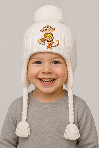 SİSTEM PELUŞ Children's Beret with Ear Covers and Soft Fur Inside