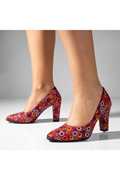 BMoD Women's multicolor printed suede leather shoes with a chunky heel MOD10220