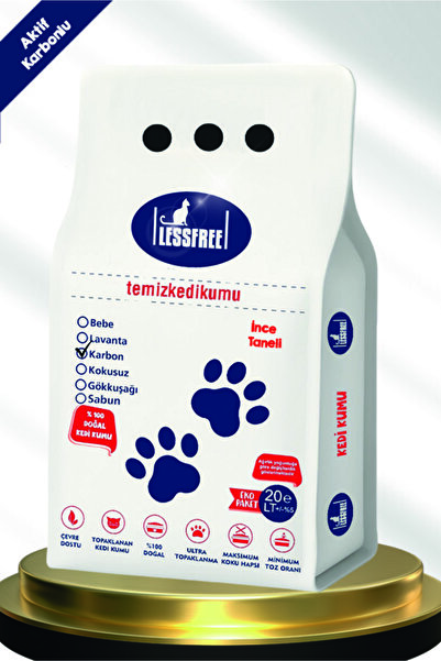 LESS FREE Cat Litter Less Free 20 Lt Ince Tane Aktif Karbon Kedi Kumu