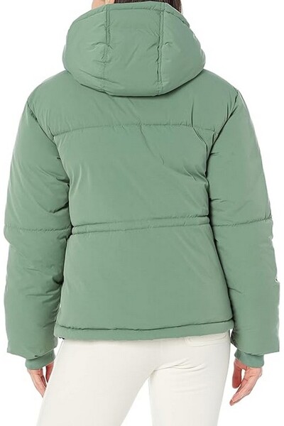 Amazon basics Women's short down jacket with hood, green, size 2xl,