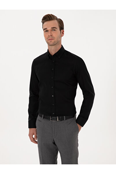 Cacharel Black Slim Fit 100% Cotton Button down Collar Oxford Shirt 50319721-...