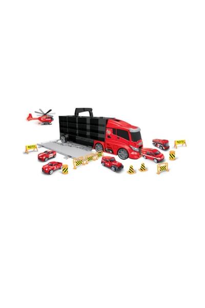DDE Hungary Speed ​​Cars Special Fire Truck Interactive Toy Set with 6 Vehicles, Removable Sides, 40 cm