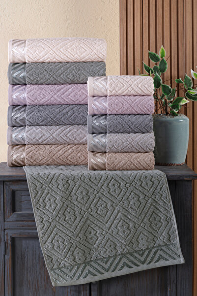 BİNNUR HOME 100% Cotton Combed Yarn 50X90 cm Towel Set