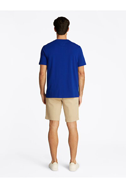 Tommy Hilfiger تي شيرت رجالي أزرق بكعب عريض وشعار من مجموعة 1985