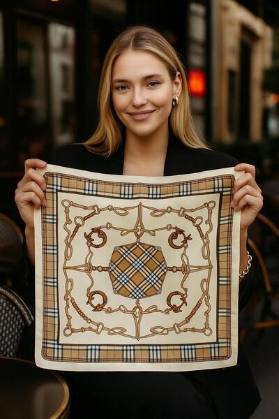 MARBERRY FLR41 Eșarfă de damă cu model 70x70 cm