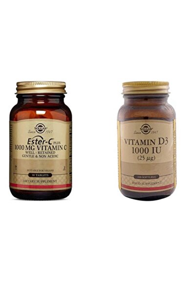 Solgar إستر-سي بلس 1000 ملغ 30 قرص + فيتامين د3 1000 100 قرص