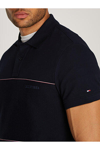 Tommy Hilfiger Men Desert Sky Short Sleeve Global Stripe Regular Fit Polo T-Shirt