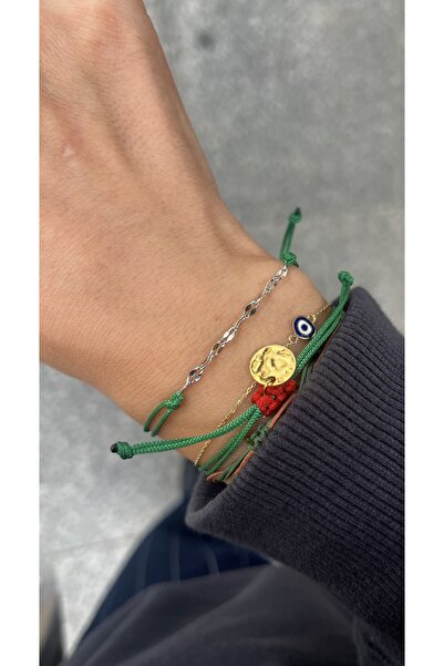 Hoop jewelery gümüş renk çelik lip chain zincir ip bileklik