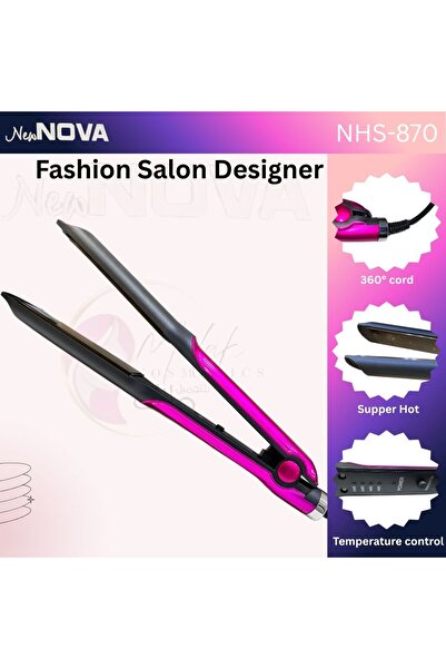 NEW NOVA Professional Hair Straightener with Adjustable Heat and Negative Ion Function (NHS-870)