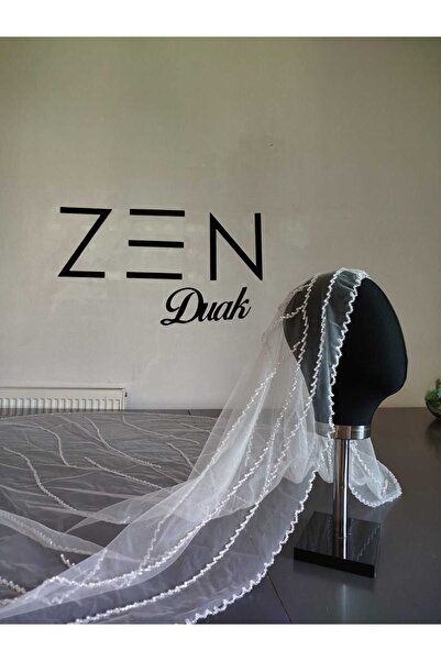 ZEN DUVAK Kırık Beyaz Nakışlı Gelin Duvağı