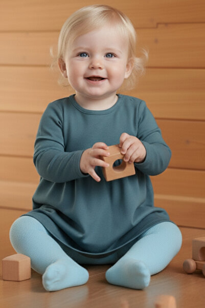 Parla Kids Baby Girl Blue Cotton Pantyhose