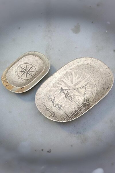 İkram Dünyası Id Fine Piri Reis Series Oval 3-Piece Boat Plate Set