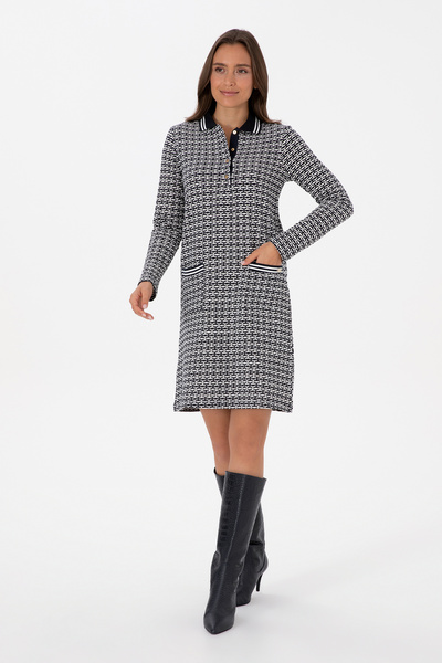 U.S. Polo Assn. Women's Navy Blue Mini Length Polo Neck Knitted Dress 5030909...