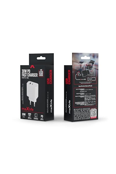 RADIONAT Încărcător MaXlife MXTC-06 PD QC 1x USB-C 1x USB 30W Alb