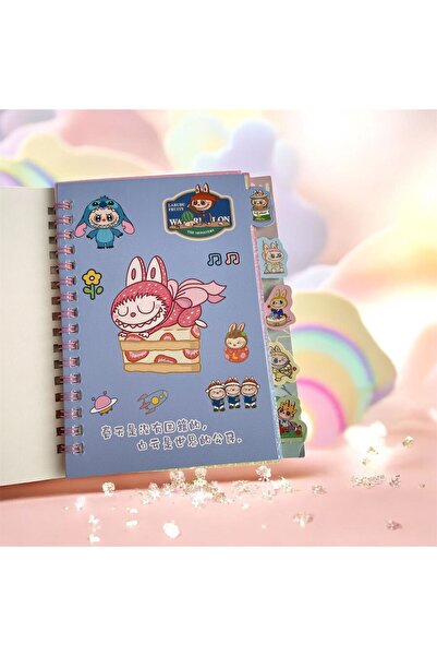 The Cloudish Shop Αυτοκόλλητο Labubu σπιράλ 9 σελίδων, αυτοκόλλητο 12 φύλλων, κάλυμμα ολογράμματος σημειωματάριου