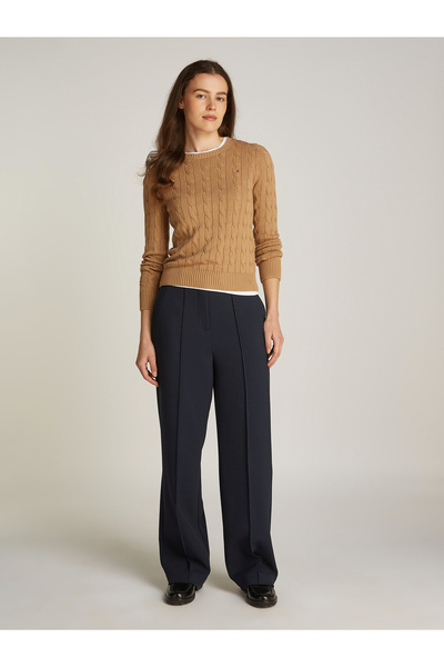 Tommy Hilfiger Women Dark Night Navy Seam Detail Relaxed Straight Leg Trousers