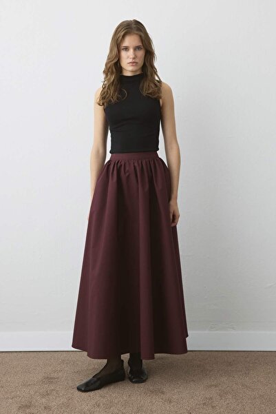 Hooopstore Premium Poplin Balloon Burgundy Skirt