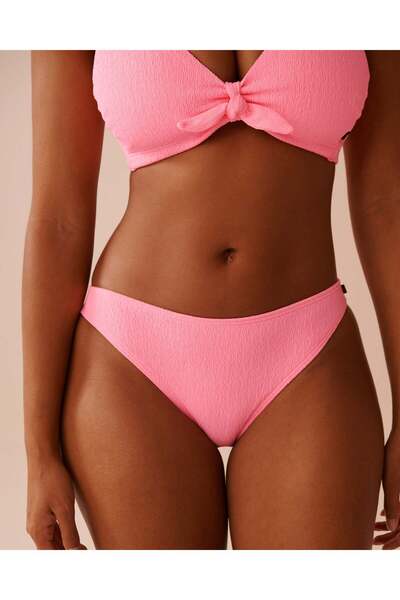 La Vie en Rose FIZZY PINK Textured Low Waist Brazilian Bikini Bottom