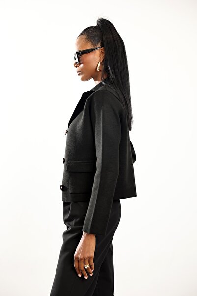 5in1Canpolat Black Knitwear Jacket 1276