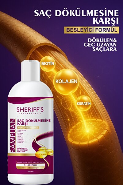 sheriffs Kolajen Ve Keratin Saç Dökülmesine Karşı Hızlı Sac Uzatan Dolgunlaştırıcı Onarıcı Besleyici Şampuan