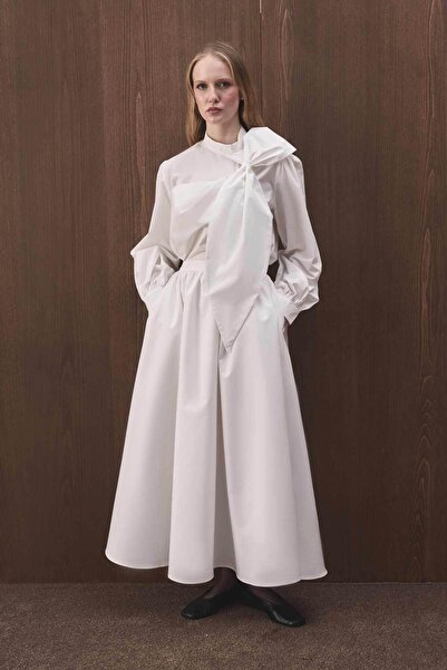 Hooopstore Premium Poplin Balloon Ecru Skirt