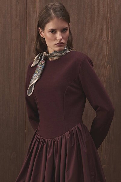 Hooopstore Balon Form Etekli Vişne Elbise