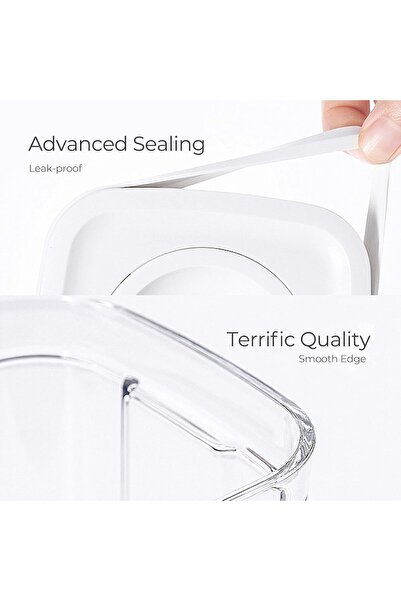 Aurov Set of 2 airtight food containers for food storage, 800 ml, White