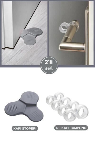 Flora Kapı Stoper Seti, 3 Kademeli Kapı Altı Tutucu Takoz + 4 Adet Kapı Pence...