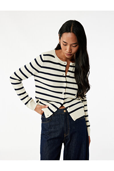 Koton Довгорукава кофта з ґудзиками, велосипедним коміром і смужками