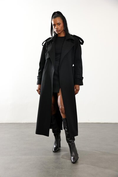 5in1Canpolat Black Cashmere Coat 1614