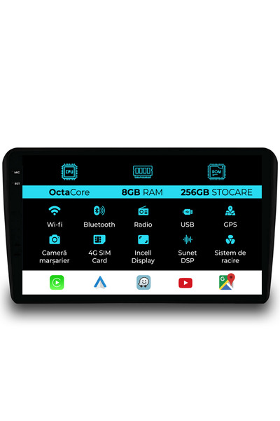 NavStore Dedicated Navigation Audi A3 8P (2003-2013), 9Inch, 8Gb Ram, 256Gb Storage, Carplay