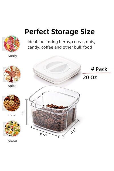 Aurov Set of 4 airtight food containers for food storage, 600 ml, White