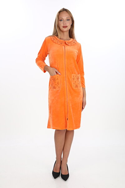 STELLETO Baby Velvet Dress with Stone and Embroidery Detailing, Top Pocket and Zipper Closure