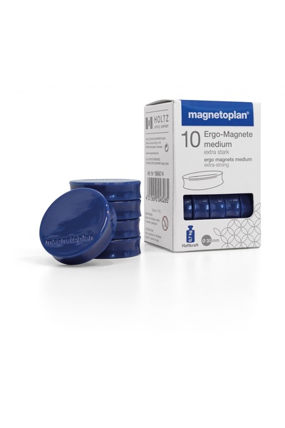Magnetoplan ERGO Medium Magneti whiteboard, 30 x 8 mm, blue, 10 pcs/set