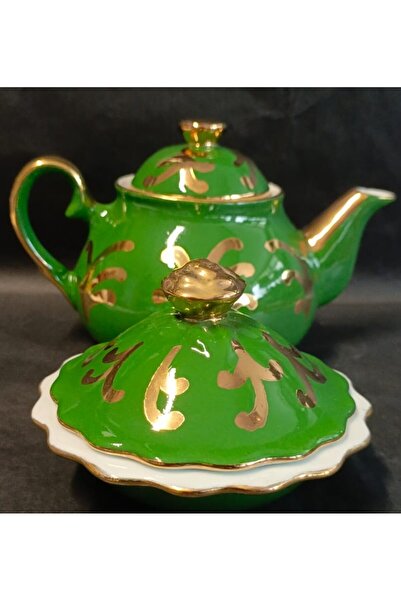 BY.RAYKA PORSELEN El Dekor إبريق شاي ووعاء سكر من الخزف المطلي يدويًا من سليمان