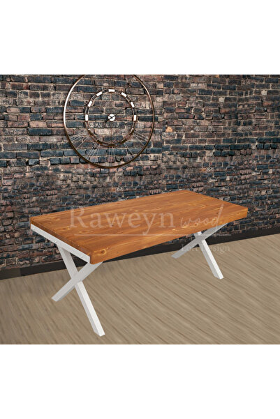 raweyn Sirius Doğal Ahşap Yemek Masası - Beyaz Ayak - 85x170