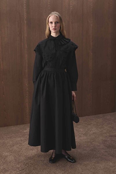 Hooopstore Premium Poplin Balloon Μαύρη Φούστα