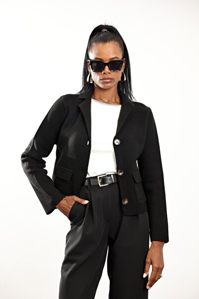 5in1Canpolat Black Knitwear Jacket 1276