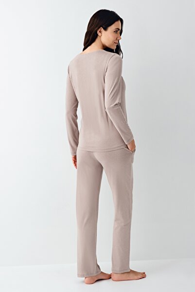 Pierre Cardin Kadın Full Düğmeli Dantel Yaka Modal-Pamuk 2 li Pijama Takımı VR.11.P91.C96.Y01