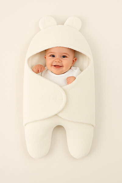 Tomuycuk 0-6 Months Fiber-Eared Plush Baby Swaddle Welsoft Fabric Newborn Sleeping Bag