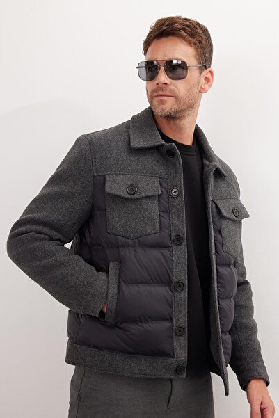 Tudors Чоловічий Regular Fit Класичний крій Дві кишені Класичний комір Синій кашеміровий пальто