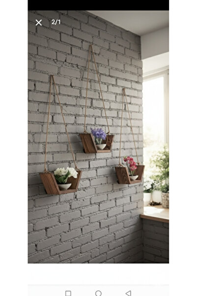 Aava Concept Dekoratif 3’lü Duvar rafı Sandal raf çiçeklik