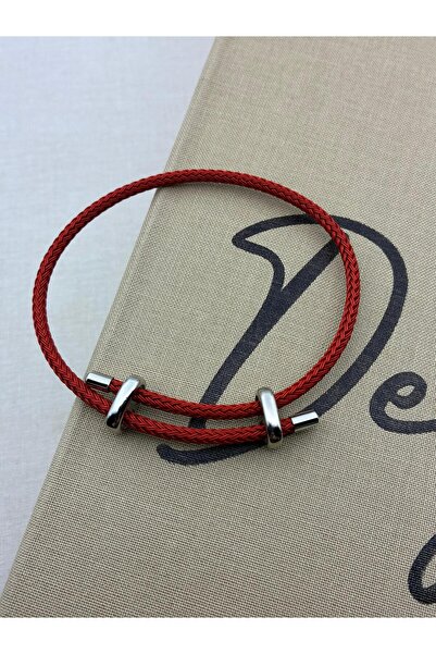 Hedef Bijuteri سوار منسوج من الخيوط مع تفاصيل فضية اللون قابلة للتعديل