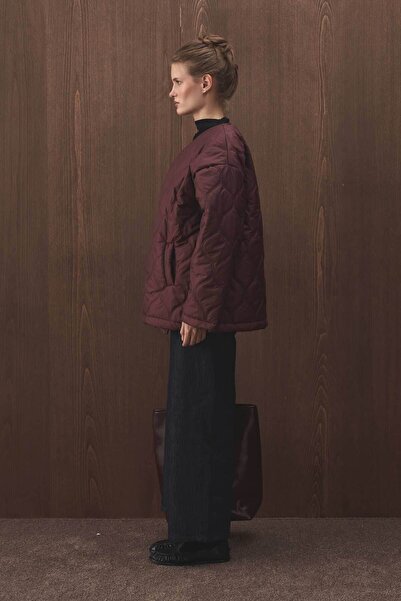 Hooopstore Anvelop Bağlamalı Kapitone Bordo Mont