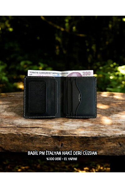 Nicevia Babil Pm Italian Khaki Leather Wallet
