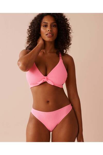 La Vie en Rose FIZZY PINK Textured Low Waist Brazilian Bikini Bottom
