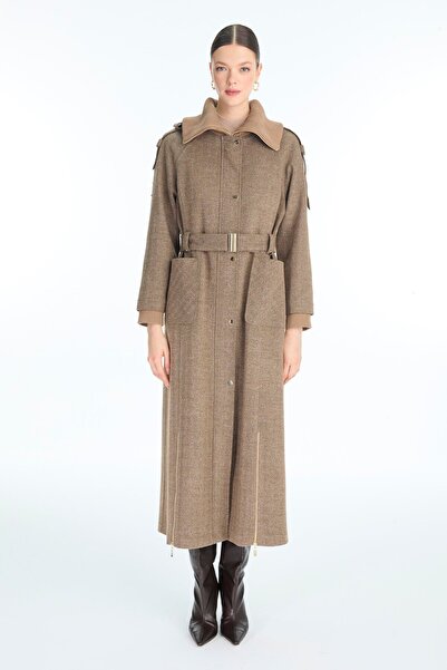 Zühre Belted Mink Coat with Collar and Pocket Detail 13963