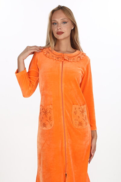 STELLETO Baby Velvet Dress with Stone and Embroidery Detailing, Top Pocket and Zipper Closure