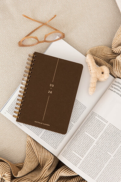 PAPERORA 2026 A5 Spiralli Keten Haftalık Ajanda 12 Aylık - Kahverengi
