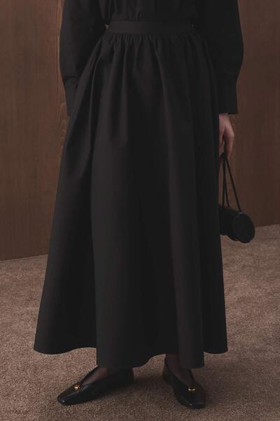 Hooopstore Premium Poplin Balloon Μαύρη Φούστα